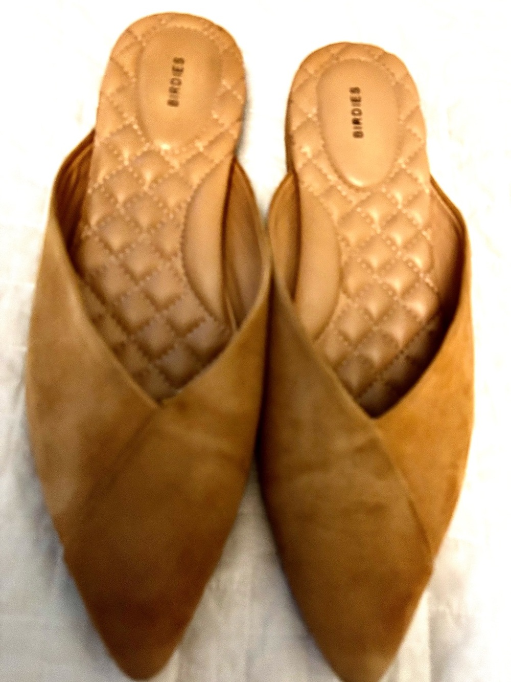 Birdies Suede Slip-On Mules Pointed Flats Size 8